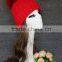 Manufacture Custom Red Cute Fur Pom Pom Knitted Beanie Winter Hats for girls