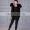 Drawstring waist Jacket Vest With Fake Fur Lining Luxury Colorful Raccoon Fur Hood