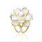 Decorative Scarf Pins Enamel Big Flower Ball White Pearl Brooches Clasp For Women Dress Jewelry Accessory