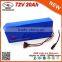 Big Power Cylindrical 26650 Cells 72V 20Ah Li Ion Battery 72V 20Ah Lithium Ion Battery Pack with 84V 2A Charger