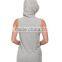 women vest waistcoats with hooded sleeveless half-zip hoodie white and gray color