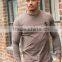 96% Cotton 4% Elastane Mens Long Sleeve Gym Fitted T-Shirt Muscle Bodybuilding Long Drop T Shirt OEM Longline Curved Hem T Shirt