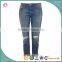 Damages ripped out high quality biker jeans latest design girls denim jeans pant