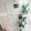 High Quality freshwater white pearl beads and smooth stone flower jewelry set