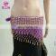 Top level new products wholesale indian chiffon gold sequins belly dance hip scarf with bells Y-2055