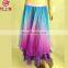 Q-6030 Imitated silk and chiffon three layers gradient color belly dance arabic sexy dance long skirt