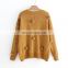 TWOTWINSTYLE Knitted Patchwork Ball Sweater For Women O Neck Long Sleeve Oversized Sweaters
