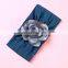 Baby Soft Nylon headband with flower Girl Solid patchwork headwear 6colors