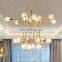 Wholesale Nordic Modern Home Decor Glass Lampshade Pendant Lights Gold Ceiling Lights Multi Heads Chandelier Lamp