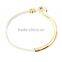 creamy white genuine leather brass bar bangle bracelet