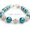 fashion crystal ball beaded dyed pearl bracelet