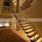 Modern wood floating stairs staircase with led light design made in china