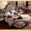 Popular French Luxious double bed princess antique leather wood  beds