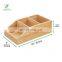 Bamboo Wood Compact Home Office Storage Organizer Bin Box - 3 Divided Sections  Holder