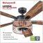 Professional OEM modern industrial style low voltage 110v or 220v wood color blades E27 lamp ceiling fan with remote control