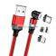 Wholesale 3PIN 1M 2M 540 rotation Fast Charging Micro Type C Data Magnetic 3 In 1 Usb Charging Cable Data cable