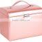 Deluxe pink Pu Leather Jewelry Box Jewelry Case Jewelry Storage Organizer with Travel Case and Lock