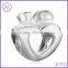 925 carved sterling silver heart hands bead for European charms bracelet