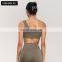 Scallop Shaped Custom Gym One Shoulder Womens Sports Bras Yoga Quick Dry Crop Tops 80nylon 20spandex