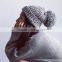 Autumn Winter Popular Colorful Yarn Knitting Large Pom Pom Beanie Hat Women