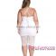 Customized Wholesale Plus White Crossover Straps Floral Lace Overlay Big Size Peplum Dress