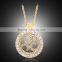 2016 New Arrive Hollow Out Long Chain Necklace Round Gold Plated Rhinestone Pendant Necklace for Women Jewelry Gifts