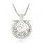 2016 Hollow Out Romantic Rose Long Chain Necklace Round Silver Gold Plated Rhinestone Pendant Necklace for Women Jewelry Gifts