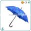 fashion navy blue full body round wooden handle straight umbrella