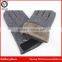 Men's Winter Quilted PU Belt Trimmed Grey Wool Fashion Dress Gloves with Fake Fur Lining