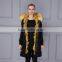 Brand fashion womens genuine fox fur lining parka with raccoon fur hood