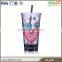 22oz double wall diy plastic tumbler with straw