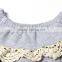 Wholesale solid gray baby clothes with cream lace ruffle baby romper