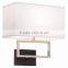 1017-4 White cotton and polyester blend fabric Perfectly easy to use Brushed Steel Rectangle Plug-In Wall Light