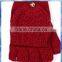 100% Acrylic Women Rib and Purl Capped Red Knitted Gloves