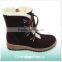 2015 Fashion Chocolate Cow Suede Leather Lace Up Boots For Women