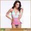 Womens Charming Halter One Piece Bikini Striped Printed Monokini Swimsuit