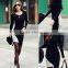 Women's fashion Long Sleeve knitted round neck mulitcolor tight Sweaters dress cheap wholesale