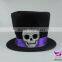 Black Tall Hat Magic Show Hat Halloween Party Cap With Embroidery Skull