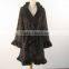 Luxury design knitted mink fur coat / mink fur long black coat