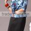 Pretty Steps 2016 fashion knitted fabric type and blouse & top flower printed round collar half sleeve top for ladies