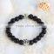 The owl bangle with lotus flower black bead bracelet obsidian
