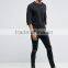 High Quality Custom Crew Neck Three Quarter Length Sleeves Black Men's 100% Cotton 180gsm Casual Plain Design T-Shirt
