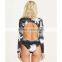 All Day Surf Lady Bodysuit Customizable Long Sleeves Deep V Neckline Swimsuit One Piece Rashguard 4 Way Stretchy Swimwear