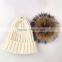 Myfur Fluffy Real Raccoon Animal Fur Pom Pom Knitted Beanie Hat for Adult Couple Cap