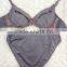 Young Ladies Stylish Soft Cup Lace Gray Sexy Women Bra Panty Sets