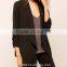 high fashion women black ruched sleeve blazer