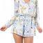 Hot selling ladies floral printing jumpsuit long sleeve jumpsuit for women