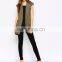 Ladies Removable Utility Belt Sleeveless Trench Jacket