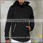 Mens clothing wholesale zippered kangaroo pocket plain black hoodie