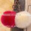 Multicolor faux fur pom keychain